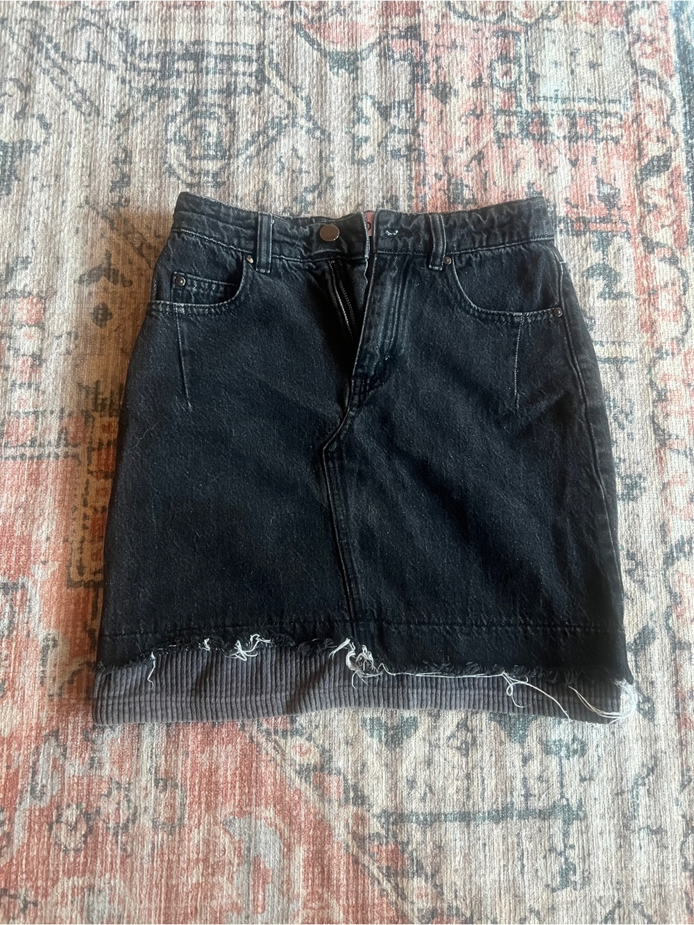 b+ab Black Frayed Hem Denim Mini Skirt - Size 26